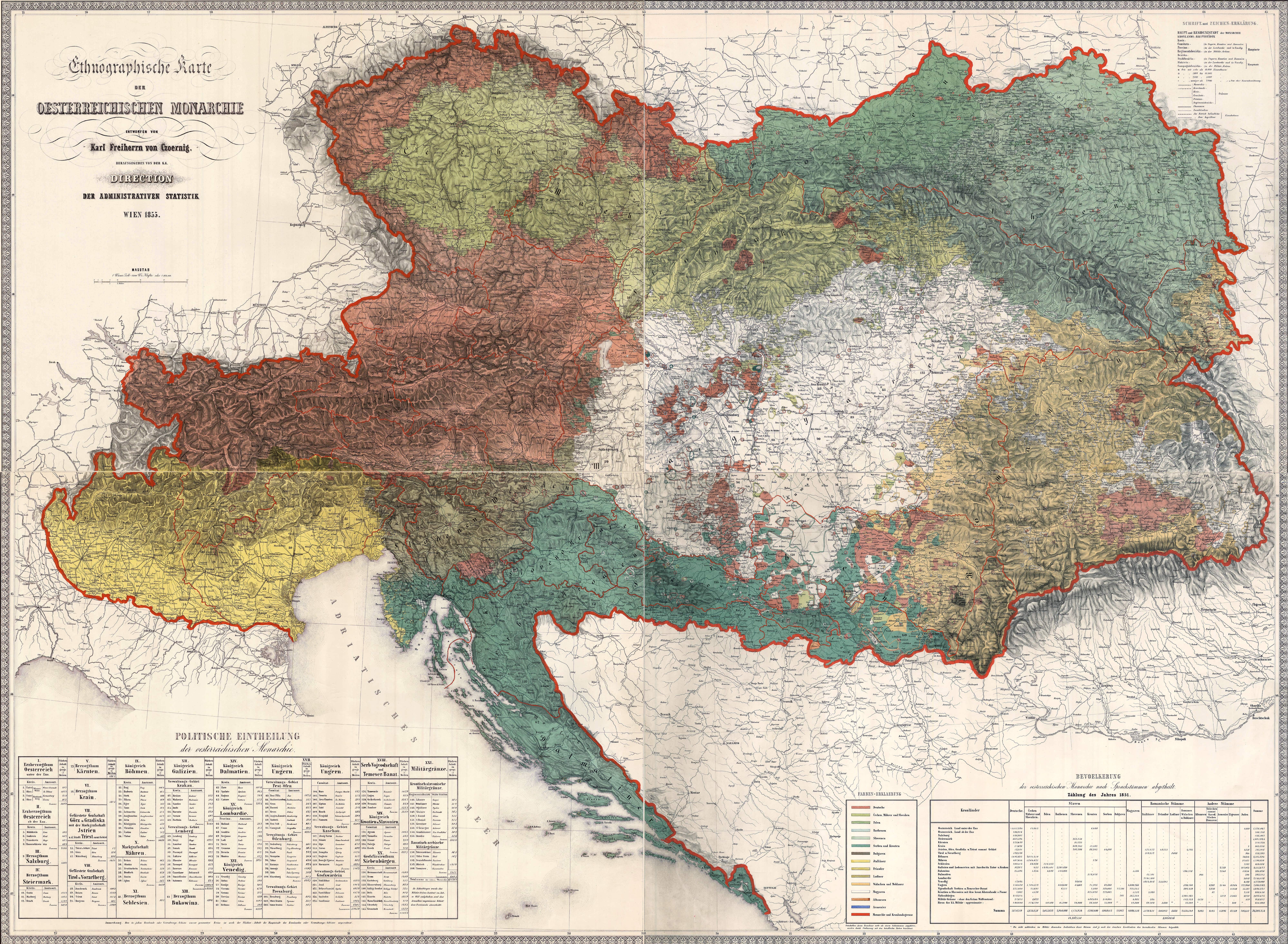 [1855] Ethnographische Karte DER OESTERREICHISCHEN MONARCHIE